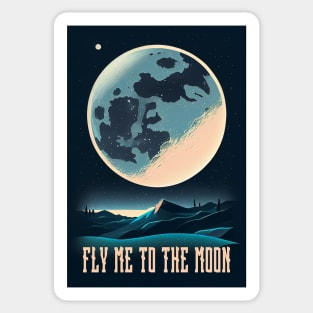 Moon Adventure Vintage Travel Poster Sticker